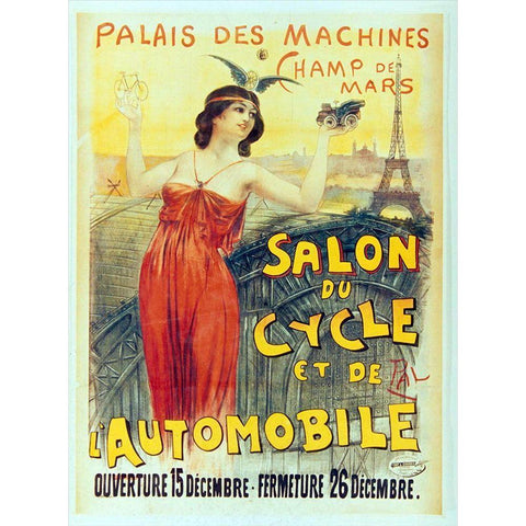 Salon Du Cycle Black Modern Wood Framed Art Print by Vintage Apple Collection