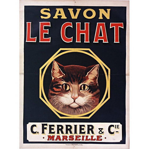 Savon Le Chat Black Black Modern Wood Framed Art Print with Double Matting by Vintage Apple Collection