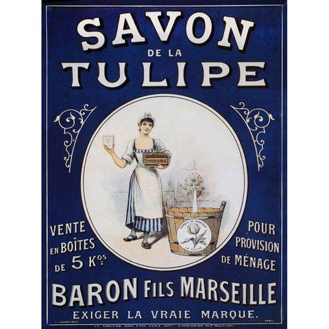 Savon Tulipe Black Modern Wood Framed Art Print with Double Matting by Vintage Apple Collection