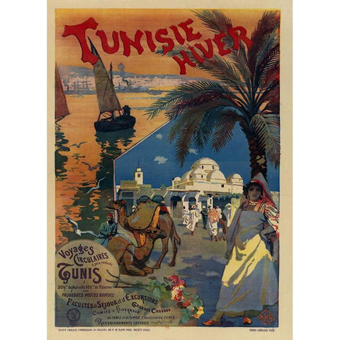 Tunisie Hiver Gold Ornate Wood Framed Art Print with Double Matting by Vintage Apple Collection