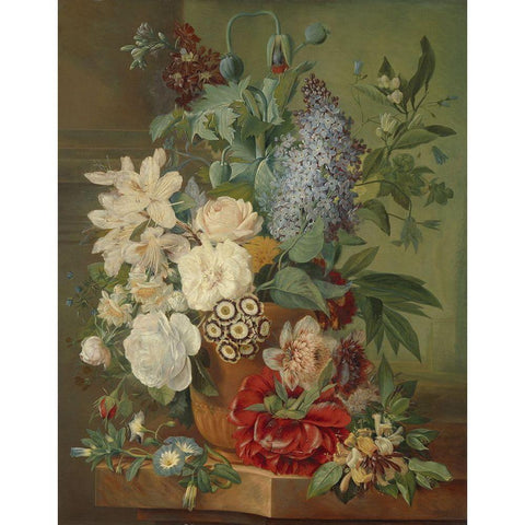 Bouquet White Modern Wood Framed Art Print by Vintage Apple Collection