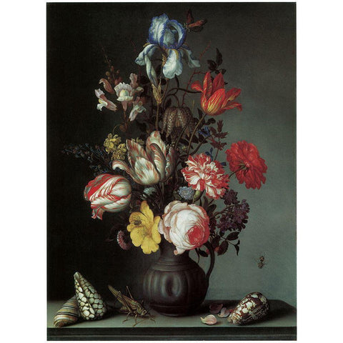 Flowers Two Black Modern Wood Framed Art Print by Vintage Apple Collection