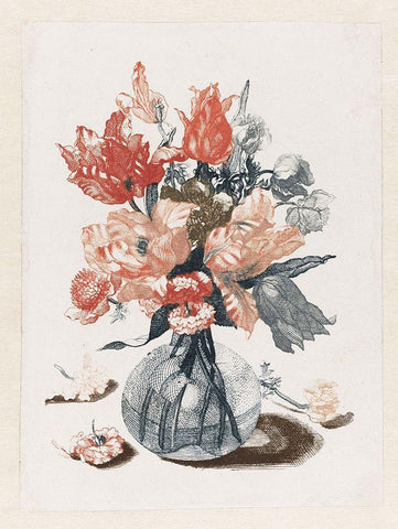 Flowers Four Black Ornate Wood Framed Art Print with Double Matting by Vintage Apple Collection