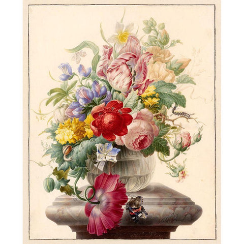 Flowers Seven Gold Ornate Wood Framed Art Print with Double Matting by Vintage Apple Collection