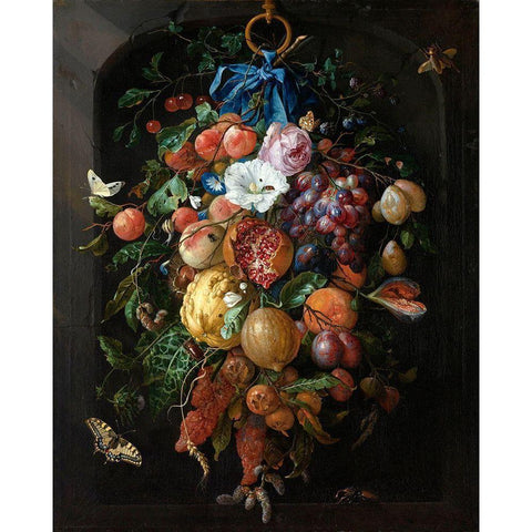 Flowers Ten Gold Ornate Wood Framed Art Print with Double Matting by Vintage Apple Collection