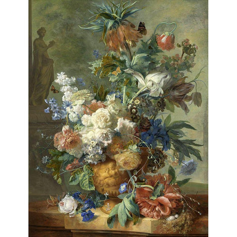 Flowers Eleven Gold Ornate Wood Framed Art Print with Double Matting by Vintage Apple Collection
