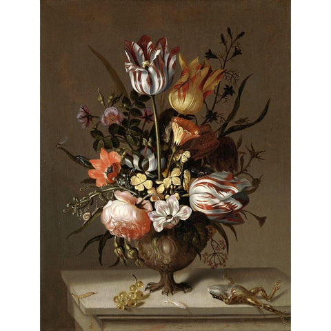 Flowers Fourteen Gold Ornate Wood Framed Art Print with Double Matting by Vintage Apple Collection