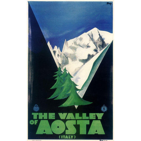 Aosta Italia Black Modern Wood Framed Art Print with Double Matting by Vintage Apple Collection