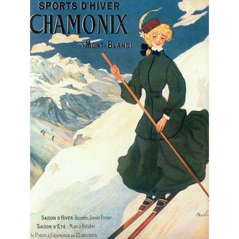 Chamonix Mont Blanc White Modern Wood Framed Art Print by Vintage Apple Collection