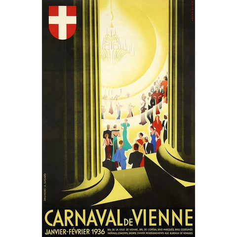 Carnaval Vienne Gold Ornate Wood Framed Art Print with Double Matting by Vintage Apple Collection