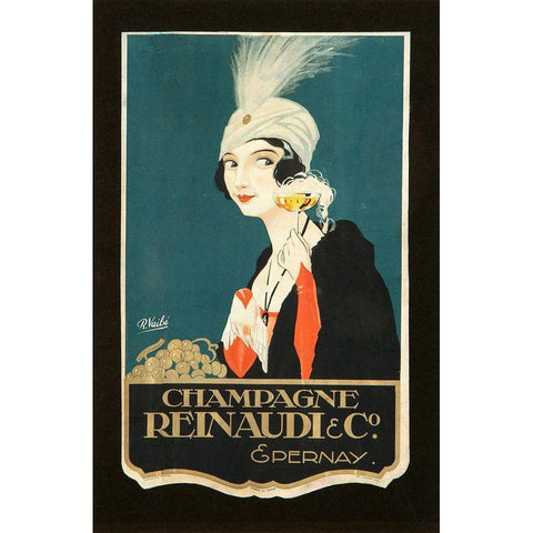 Champagne Renaudi Gold Ornate Wood Framed Art Print with Double Matting by Vintage Apple Collection