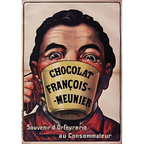 Chocolat Francois Meunier Black Modern Wood Framed Art Print with Double Matting by Vintage Apple Collection