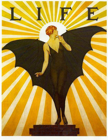 Life Magazine Cover Bat Girl Yellow White Modern Wood Framed Art Print with Double Matting by Vintage Apple Collection