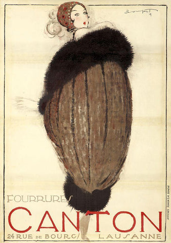 Canton Furs Black Ornate Wood Framed Art Print with Double Matting by Vintage Apple Collection