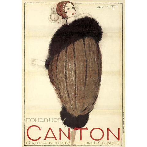 Canton Furs White Modern Wood Framed Art Print by Vintage Apple Collection