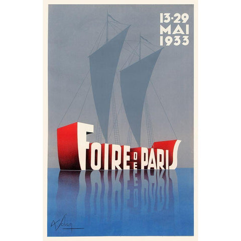 Foire De Paris White Modern Wood Framed Art Print by Vintage Apple Collection