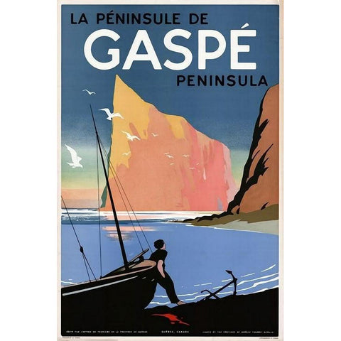 Gaspe White Modern Wood Framed Art Print by Vintage Apple Collection