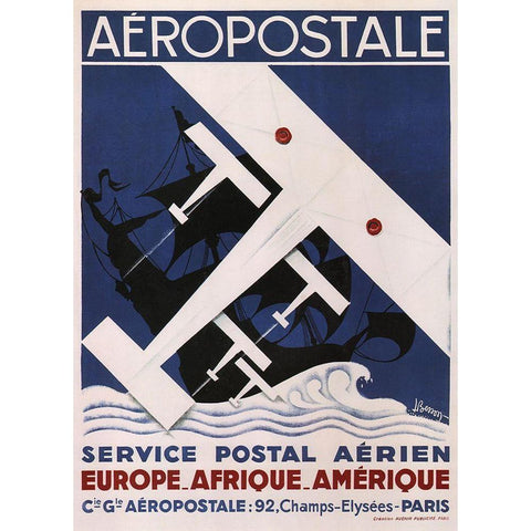 Aeropostale Black Modern Wood Framed Art Print with Double Matting by Vintage Apple Collection