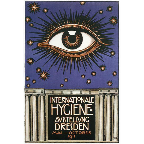 Cosmic Eye International Hygiene Gold Ornate Wood Framed Art Print with Double Matting by Vintage Apple Collection