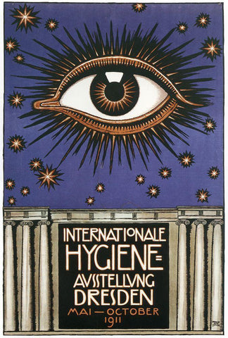 Cosmic Eye International Hygiene Black Ornate Wood Framed Art Print with Double Matting by Vintage Apple Collection