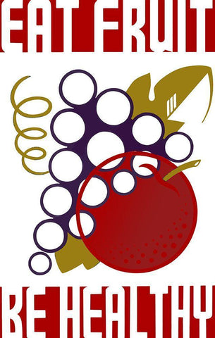 Eat Fruit Be Healthy White Modern Wood Framed Art Print with Double Matting by Vintage Apple Collection