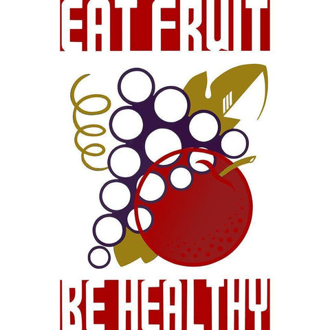 Eat Fruit Be Healthy Gold Ornate Wood Framed Art Print with Double Matting by Vintage Apple Collection