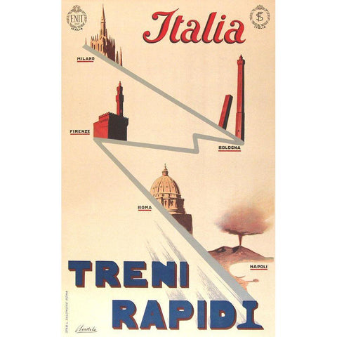 Italia Rapida Black Modern Wood Framed Art Print by Vintage Apple Collection