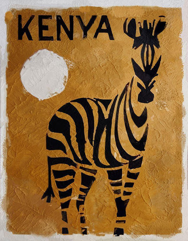 Kenya Black Ornate Wood Framed Art Print with Double Matting by Vintage Apple Collection