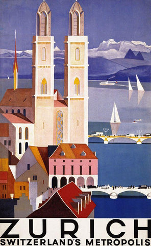 Zurich Black Ornate Wood Framed Art Print with Double Matting by Vintage Apple Collection