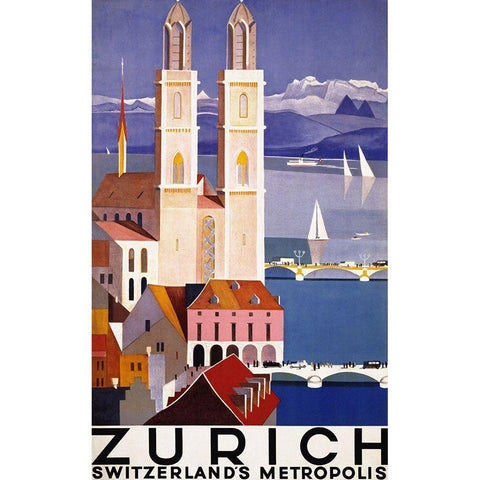 Zurich Gold Ornate Wood Framed Art Print with Double Matting by Vintage Apple Collection