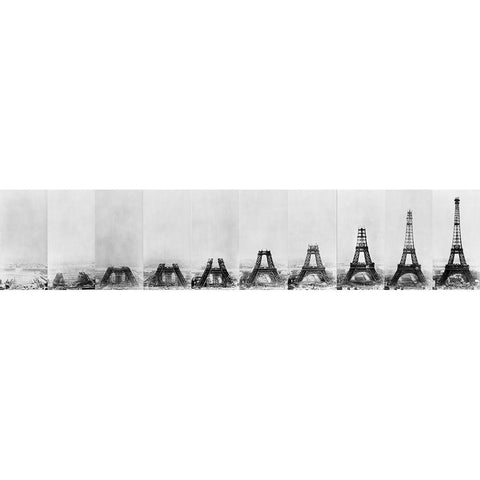 Building Eiffel Black Modern Wood Framed Art Print with Double Matting by Vintage Apple Collection