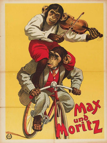 Chimps One Black Ornate Wood Framed Art Print with Double Matting by Vintage Apple Collection