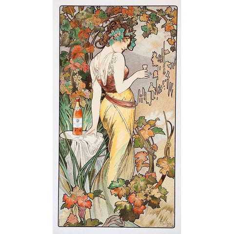 Mucha Cognac White Modern Wood Framed Art Print by Vintage Apple Collection