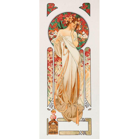 Mucha Perfume Black Modern Wood Framed Art Print with Double Matting by Vintage Apple Collection