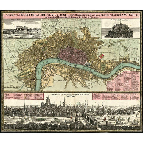 London District White Modern Wood Framed Art Print by Vintage Apple Collection