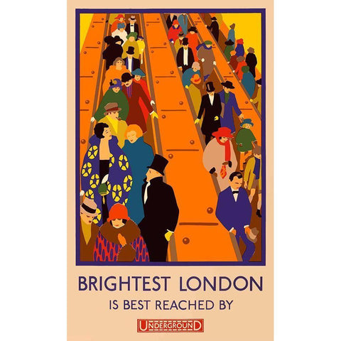 London Underground Brightest London Gold Ornate Wood Framed Art Print with Double Matting by Vintage Apple Collection