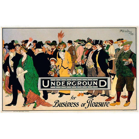 Underground Business White Modern Wood Framed Art Print by Vintage Apple Collection