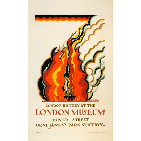 1922 London Museum White Modern Wood Framed Art Print by Vintage Apple Collection