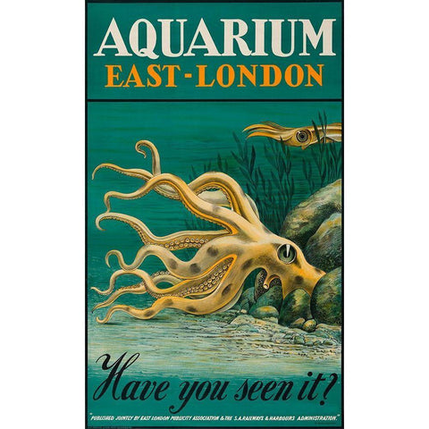 Aquarium East London White Modern Wood Framed Art Print by Vintage Apple Collection