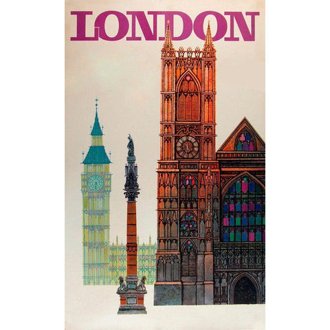 London Big Ben Black Modern Wood Framed Art Print with Double Matting by Vintage Apple Collection