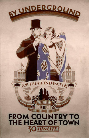 Underground Country to Heart of Town Black Ornate Wood Framed Art Print with Double Matting by Vintage Apple Collection