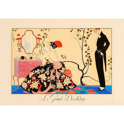 Le Grand Decolletage Black Modern Wood Framed Art Print with Double Matting by Vintage Apple Collection