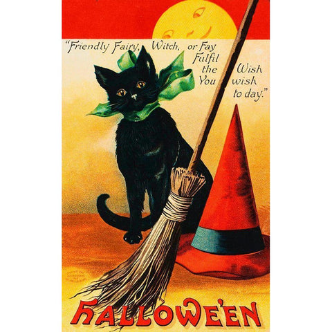 Black Cat.tif Black Modern Wood Framed Art Print with Double Matting by Vintage Apple Collection