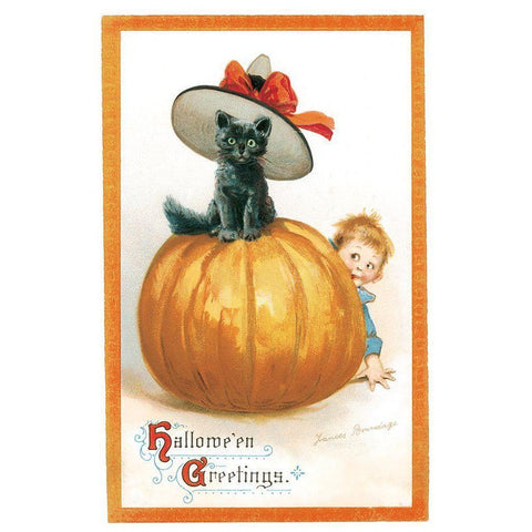 Cat Hat.tif Black Modern Wood Framed Art Print with Double Matting by Vintage Apple Collection