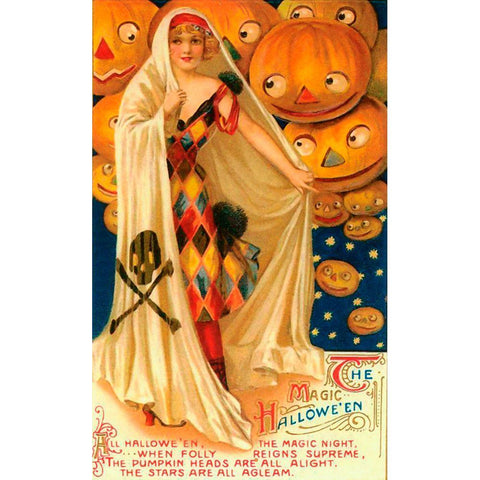 Halloween Beauty Pumpkins.tif Gold Ornate Wood Framed Art Print with Double Matting by Vintage Apple Collection