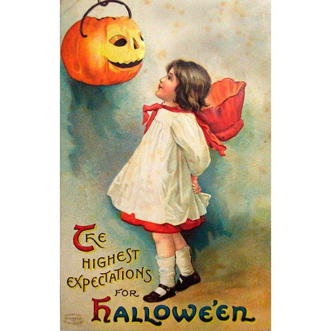 Halloween Expectations.tif White Modern Wood Framed Art Print by Vintage Apple Collection