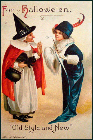 Halloween Old Style.tif White Modern Wood Framed Art Print with Double Matting by Vintage Apple Collection