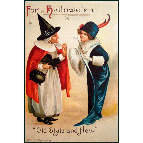 Halloween Old Style.tif Gold Ornate Wood Framed Art Print with Double Matting by Vintage Apple Collection