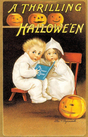 Thrilling Halloween.tif Black Ornate Wood Framed Art Print with Double Matting by Vintage Apple Collection