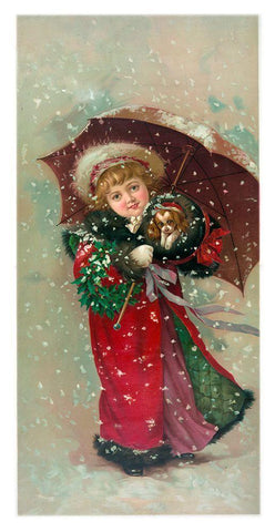 Little Girl Dog Black Ornate Wood Framed Art Print with Double Matting by Vintage Apple Collection